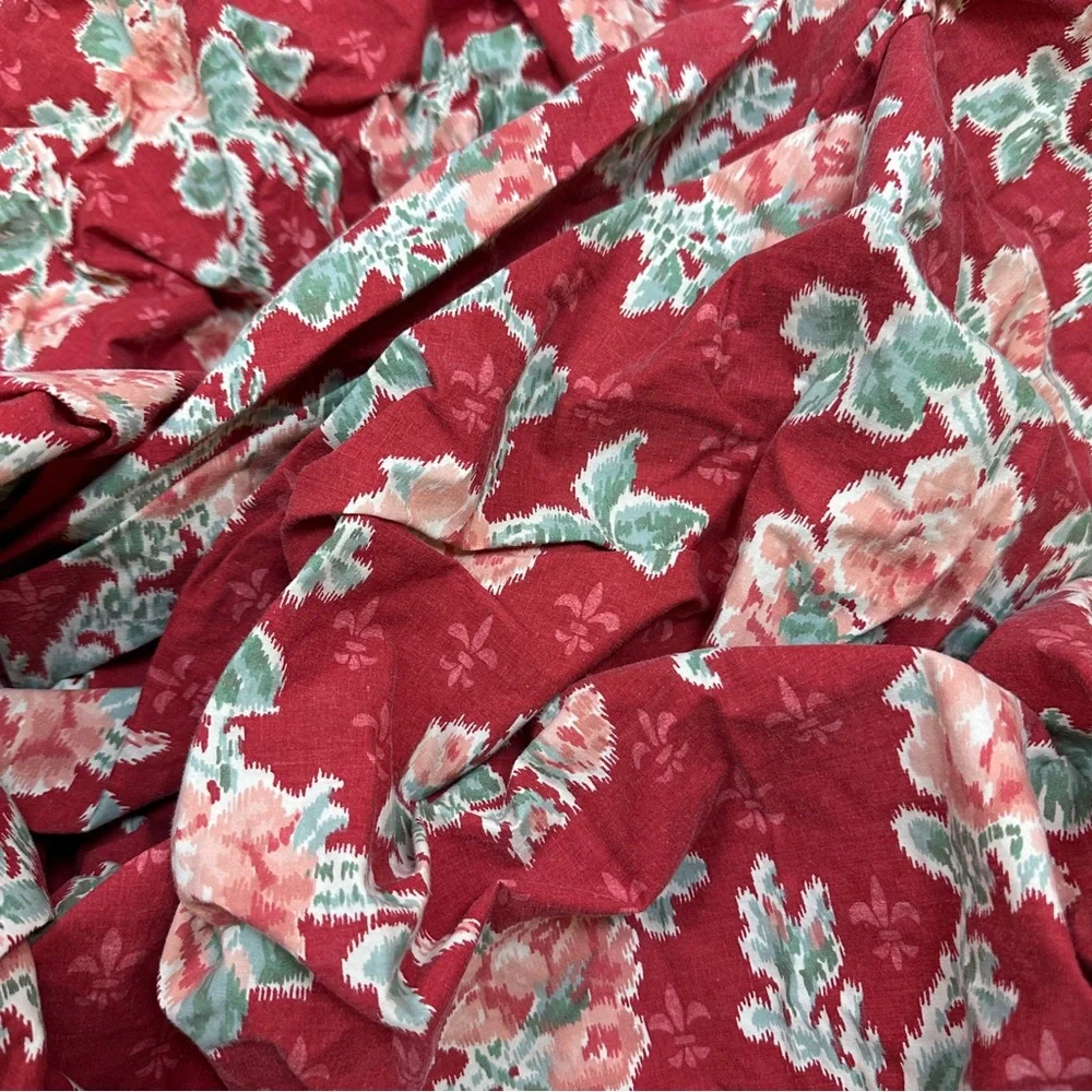 Ralph Lauren Elena Red Floral Full Deep Fitted Sheet 100% Cotton